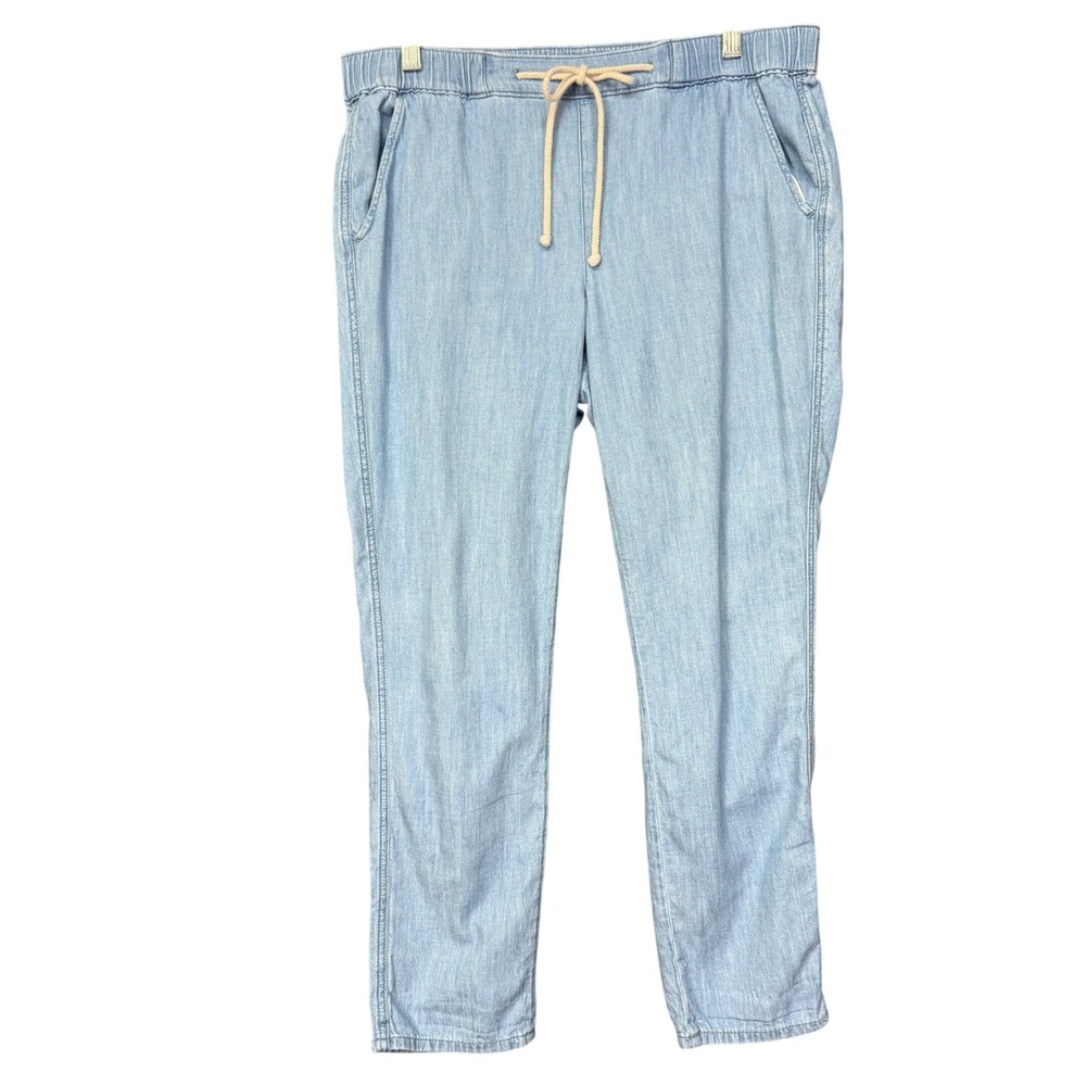 NYDJ Jeans Womens 8 Light Blue Chambray Pull On Drawstring Elastic Waist Casual